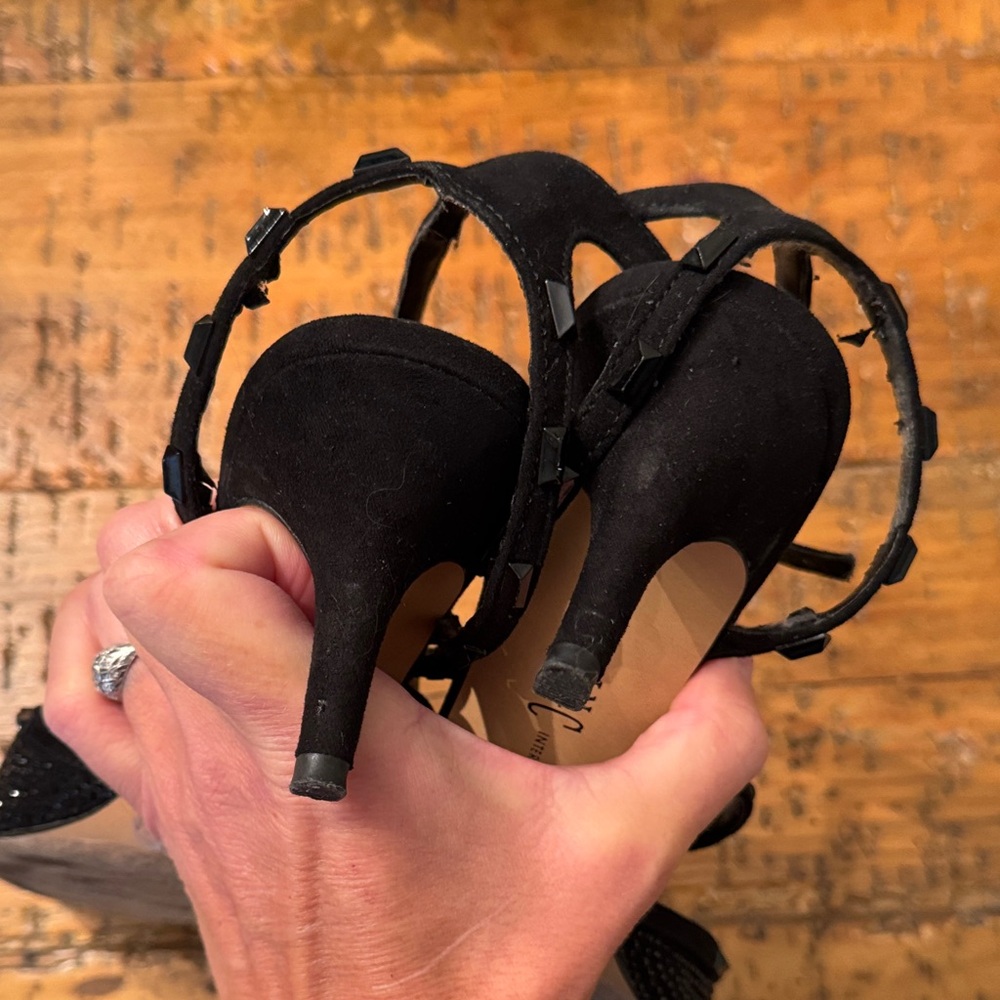 INC Elegant Black Studded Kitten Heels 9.5 - Picture 4 of 6